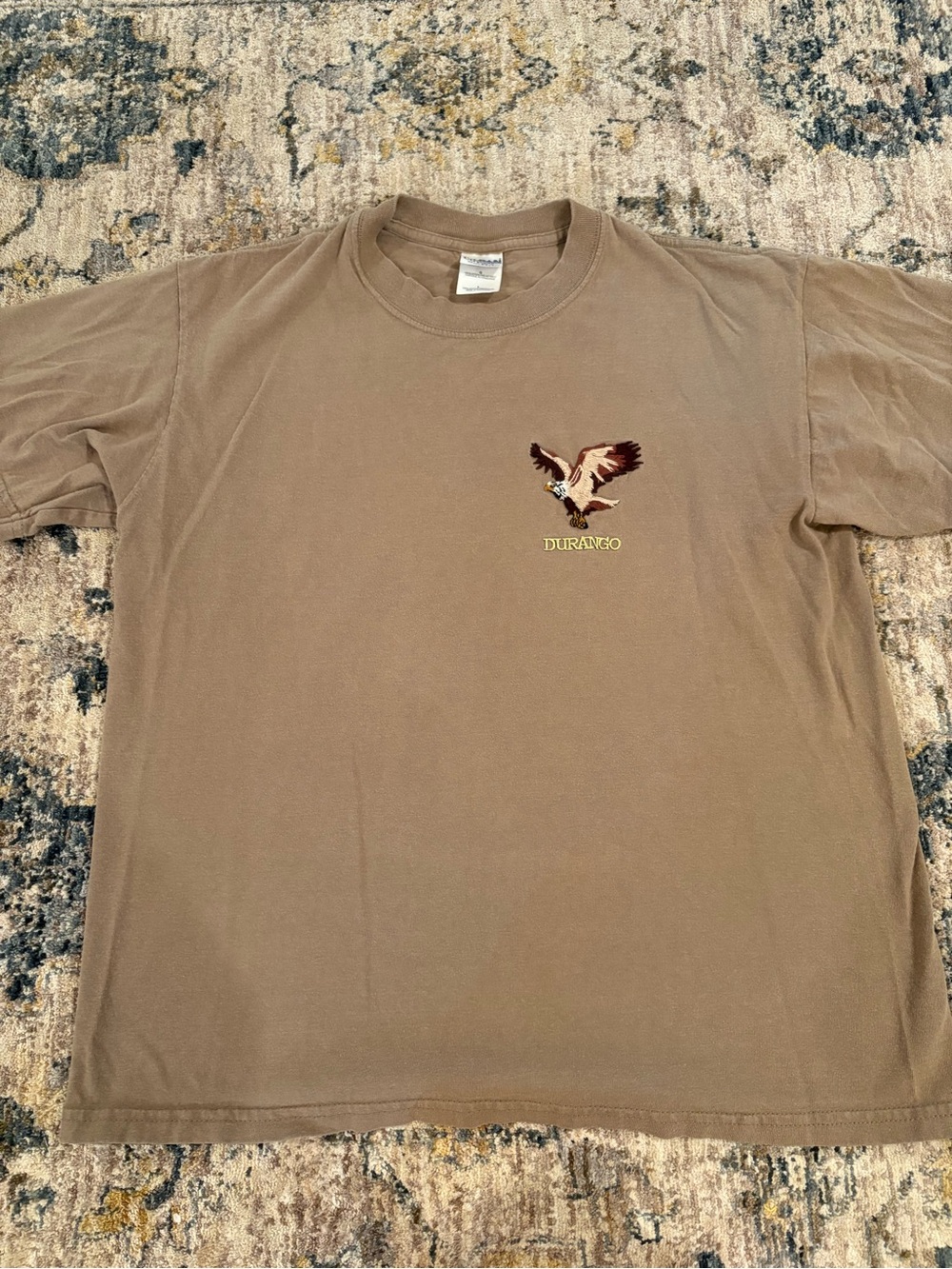 Vintage Y2K Durango Colorado Embroidered Eagle T-Shirt Size L Brown Gildan